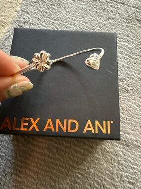 Alex And Ani Love & Luck Heart and Clover Flex Cuff